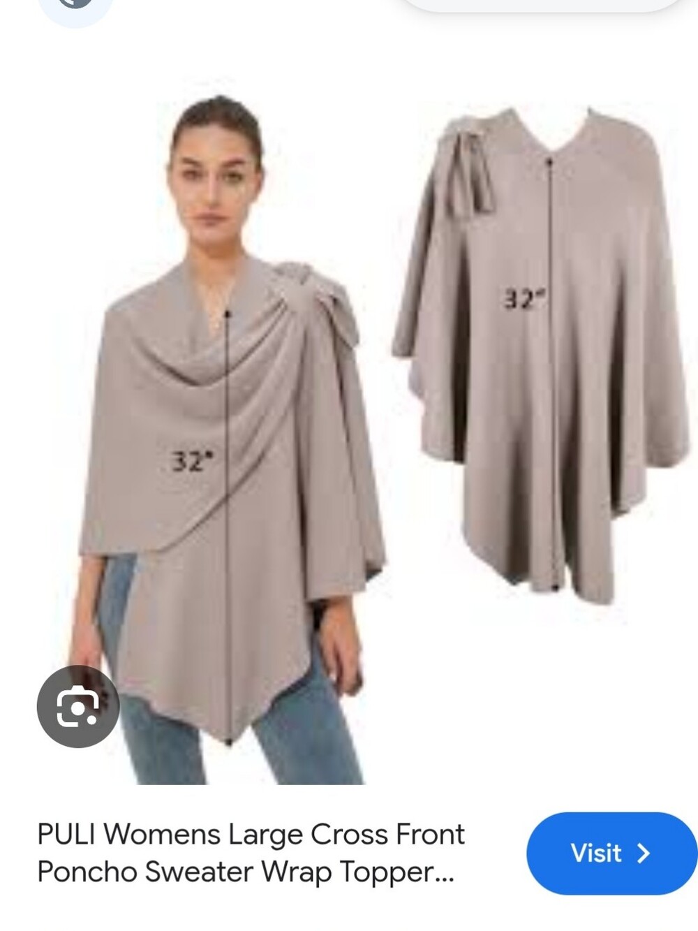 Puli Womens Large Crocc Front Poncho Sweater Wrap. One Size.